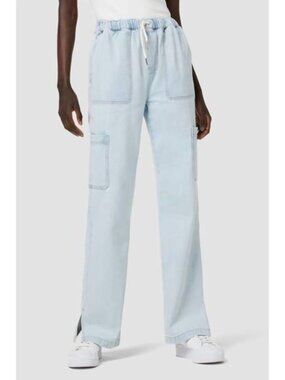 NWOT Hudson Drawstring Cargo Jeans Pull On Split Hem Bootcut Worthwhile Wash 23